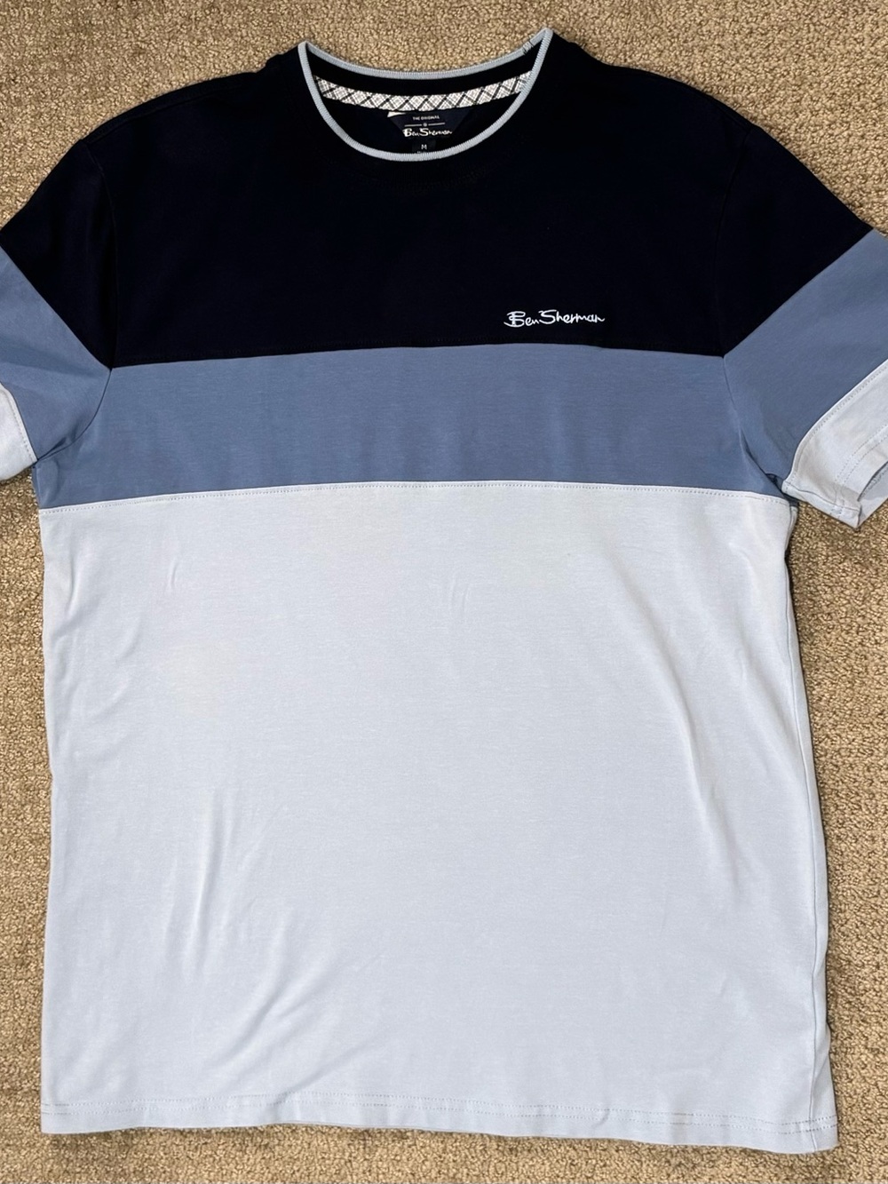 Ben Sherman Colorblock Crewneck T-Shirt in Navy, Blue, Light Gray